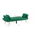 thumbnail image 3 of Velvet Futon Sofa Bed, HSUNNS 72in Split Back Convertible Sofa Bed with Adjustable Backrest, 2-Seats Tufted Upholstered Loveseat Sofa Couch for Living Room, Size: 72.83 x 26.8 x 24.8 in, Green, 3 of 9