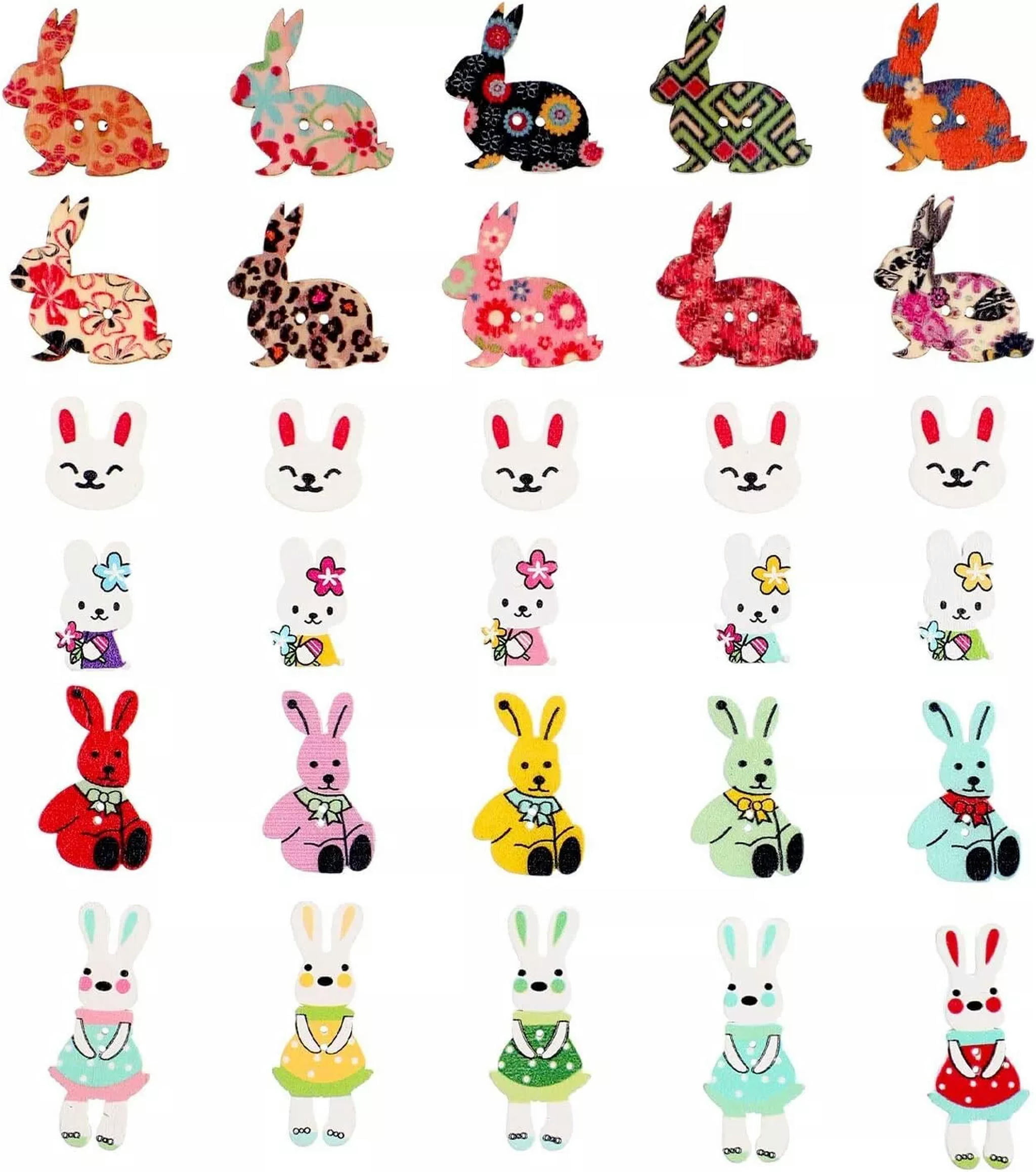 U8MO Bunny Rabbit Buttons Easter Jewelry Making Sewing Supplies Assorted Lot 190pcs