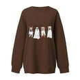 thumbnail image 6 of yoeyez Halloween Sweatshirt for Women Oversized Ghosts Graphic Print Long Sleeve Sweatshirts Crewneck Casual Fall Pullover Tops Brown,S, 6 of 6