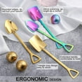 thumbnail image 4 of Ludlz Stainless Steel Shovel Shape Spoon, Gleaming Tea Coffee Sugar Cake Spoon, Dessert Ice Cream Spoon, Fruit Spoon Stirring Spoon Metal Yogurt Spoons, 4 of 7