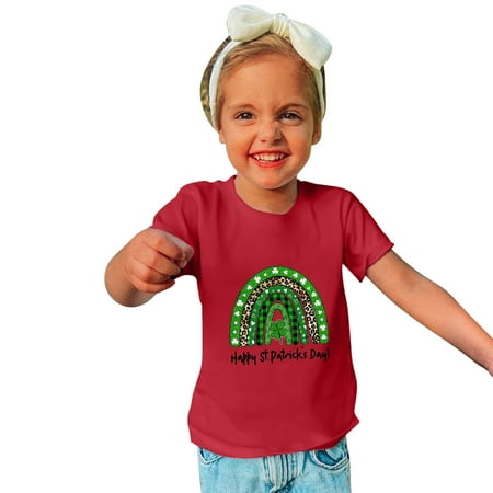 

Lilgiuy Toddler Boys Girls St. Patrick s Day T-Shirts Rainbow Clothes Tee Shirt for Kids Short Sleeve Crewneck Cotton Pullover Tops for Pohoto Shoots (Red)