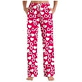 thumbnail image 2 of BLVB Unisex Mens Womens Cute Heart Print Pj Pants Valentine's Day Holiday Lounge Pajamas Bottoms Elastic Waist Sleep Pajama Pants, 2 of 5