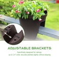 thumbnail image 3 of Aoodor Deck Railing Planter Boxes Set of 4, 12 Inch Rattan Pattern Round Outdoor Planters with Adjustable Brackets for Patio, Balcony, Fence, Brown, 3 of 7