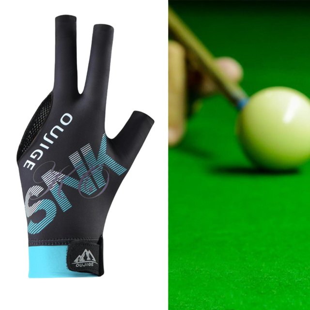 Guante de billar Colamx 3 dedos antideslizante Negro Azul Claro