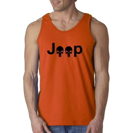 New Way 1173 - Men's Tank-Top Jeep Punisher Logo Skulls 2XL Orange