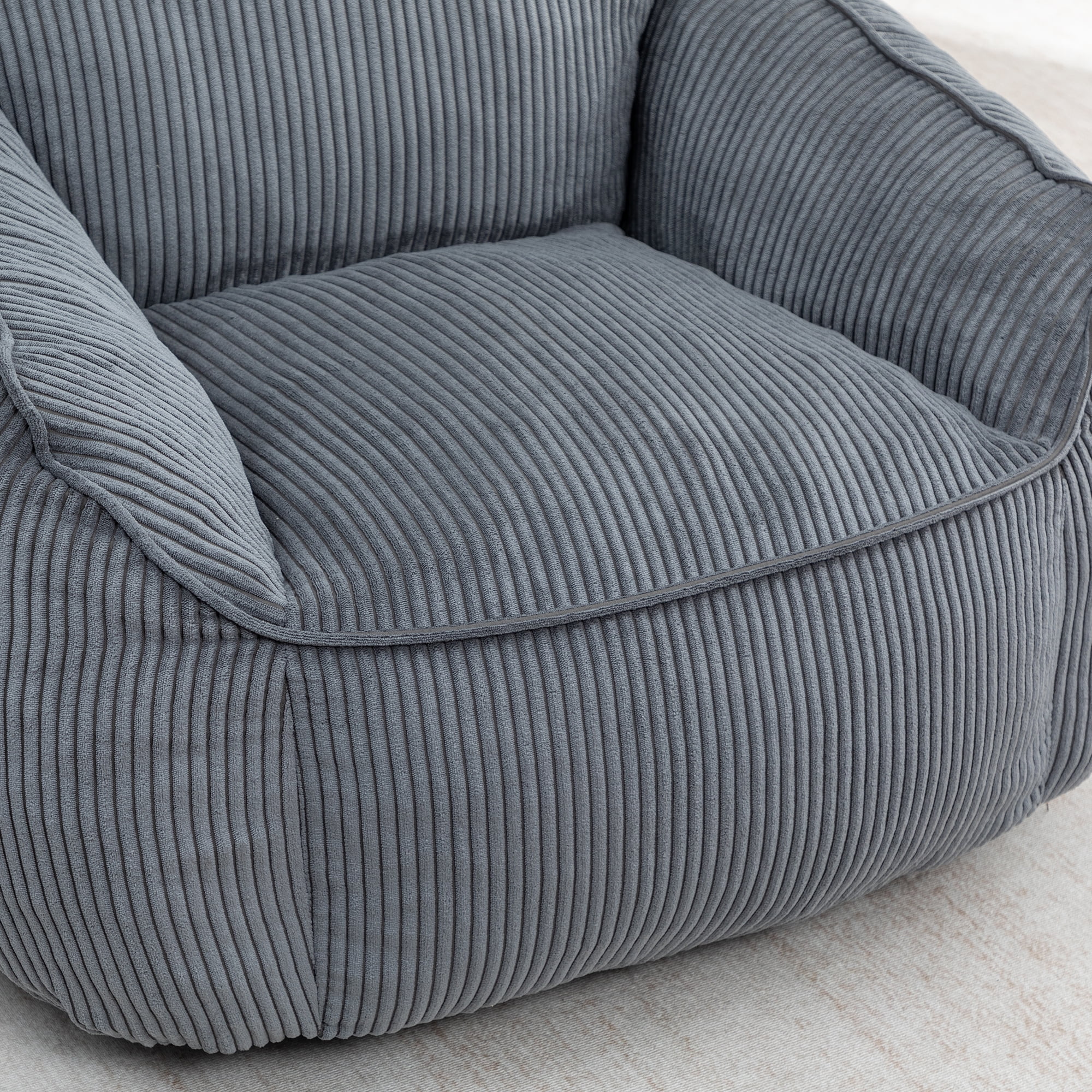 Giant Bean Bag Chair Sofa for Adults and Teens - Comfy Corduroy Large Bean Bag with Armrests for Bedroom, Living Room, Adult Lazy Sofa Couch Chair with Filler Included