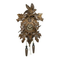 Quartz Cuckoo Clock 6 leaves, 3 brids, nest, with music