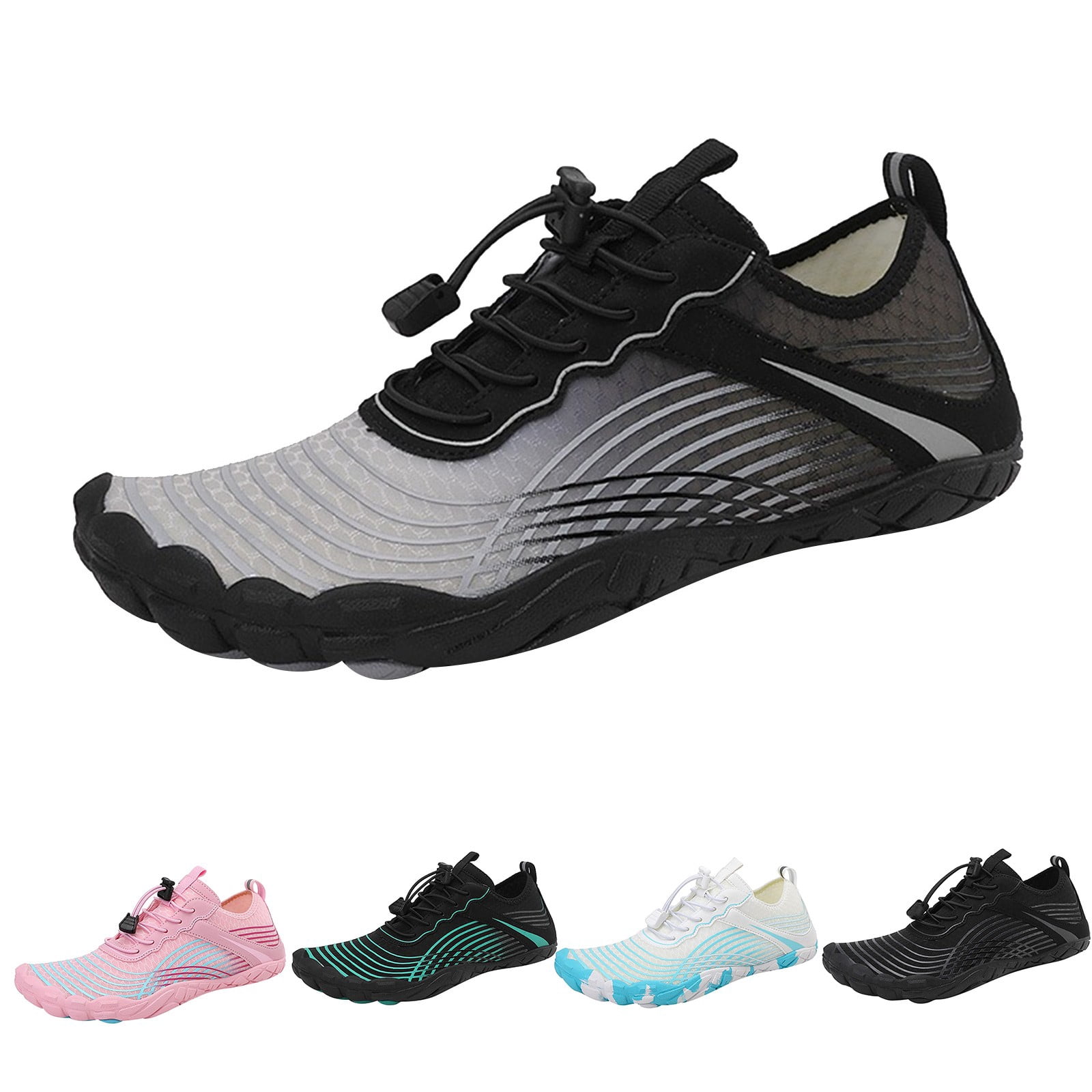 Mepaouo Water Shoes for Women Men Quick Dry Aqua Swim Pool Hiking Athletic Barefoot Shoes(Black,8)