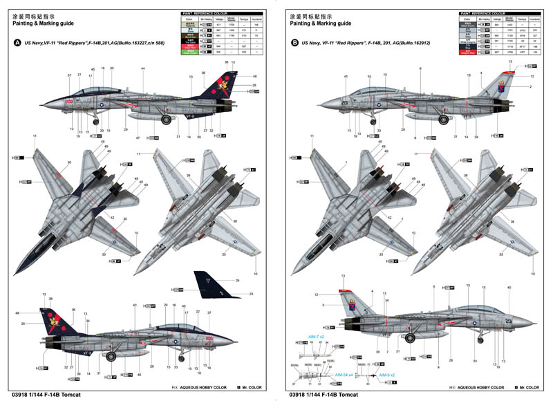 Kit Modèle Réduit Trumpeter - Grumman F-14B Tomcat à L'échelle 1:144 - Maquette à Monter - 10