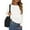 White, variant on Womens Fall Long Sleeve Shirts Trendy Crew Neck Fitted Asymmetrical Going Out Tops Ruched Side Tee Blouse