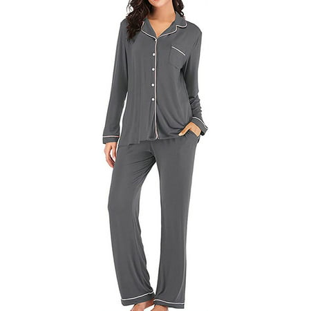 

DabuLiu Women Pajama Set Long Sleeve Sleepwear Two-Piece Nightwear Soft Comfy Pjs Indoor Wear with Pocket