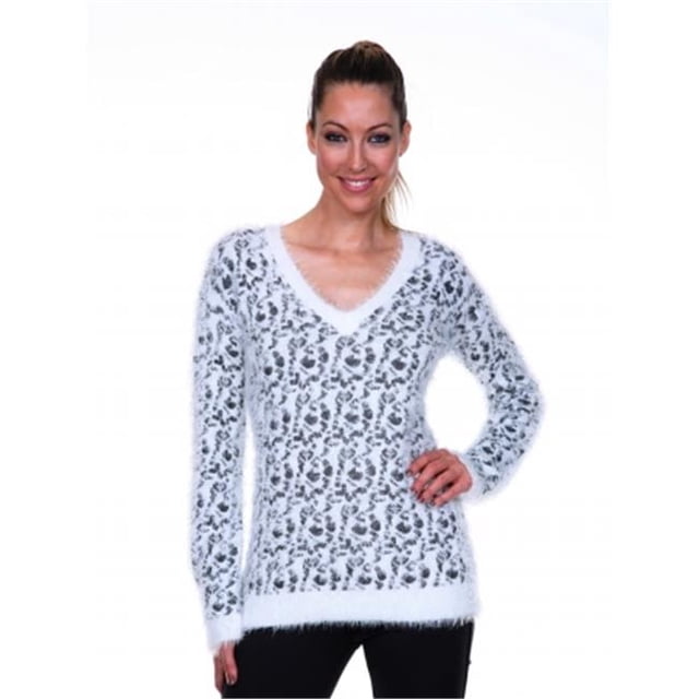 White Mark Universal 696-Grey-XL Leopard Sweater - Grey - White - Extra Large