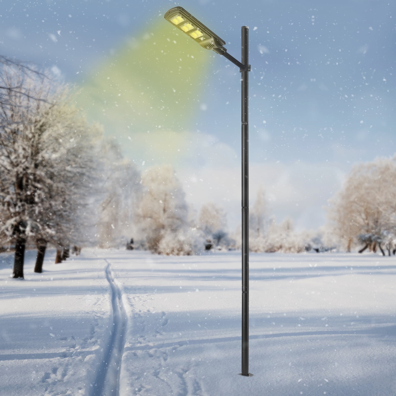 Miumaeov 13ft Street Light Pole Outdoor Street Courtyard Parking Lot Lighting Post with Ground Cage Black