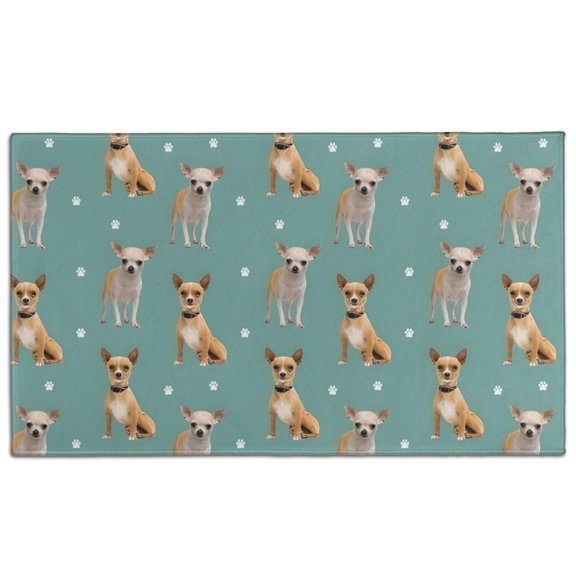 Chihuahua and Footprints Door Rugs,Washable Non Slip Door Mats Indoor,Decorative Door Mats,Entry Mat Indoor for Entrance,Bedroom,Kitchen,Bathroom,17"x30"