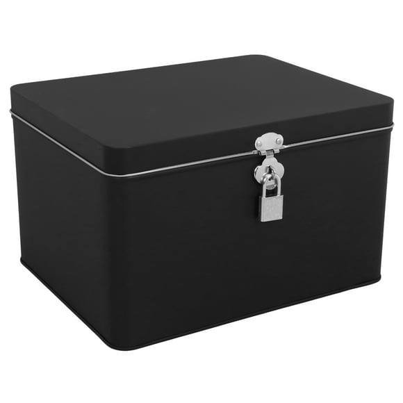 SHISUYAN Vintage Letter Paper Box with Lock Decorative Iron Box Square Tin Box Money Box Money Coin Bank Portable Lock Tin Box Small Lock Tin Box