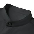 thumbnail image 3 of LONSSA Men's Long Sleeve Banded Collar Dress Shirts Stretch Button Down Shirts with Pocket, 3 of 7