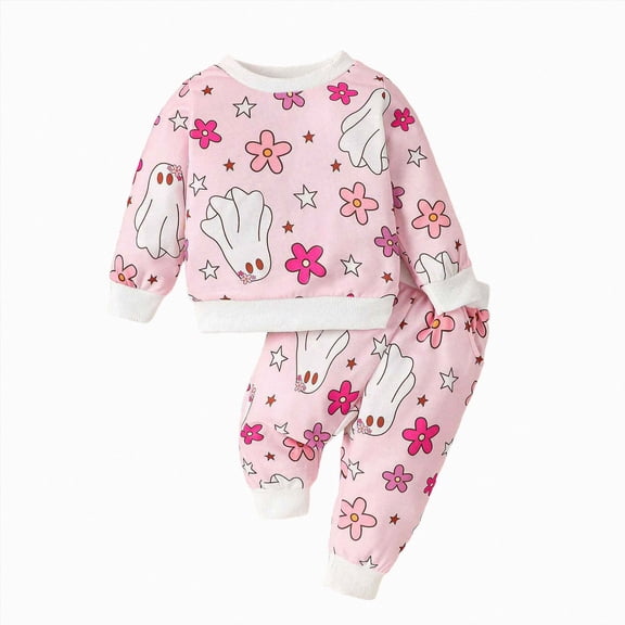 NIEWTR Toddler Baby Girl Clothes Embroidery Trucks Sweatshirt Pullovers Pants Set 12 18 24 Months 2T 3T 4T Outfit Fall Children Gift Set Kids pajamas Loungewear(A-Red,18-24 Months)