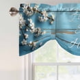 thumbnail image 5 of Home Sweet Home Tie Up Valance for Windows, Spring White Floral Blue Wood Grain Adjustable Rod Pocket Tie Up Valance Curtains Window Treatment for Kitchen Bathroom Bedroom 42 X 18 Inch, 5 of 9
