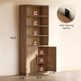 thumbnail image 2 of 70'' Tall Bookcase with Doors, 7-Tier Bookshelf with Cabinet & Adjustable Shelves, Wooden Floor Standing Display Bookshelves with Storage Cabinet for Living Room, Home Office, Walnut, 2 of 9