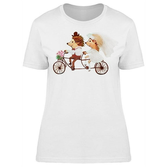 Hedgehogs On A Tandem Bike T-Shirt Women -Image by Shutterstock, Female XX-Large
