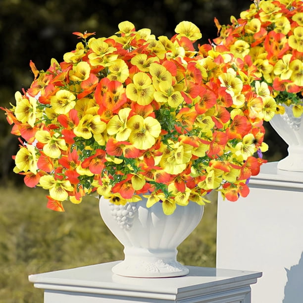 Paquete De Mangos De Plástico Paquete de 2 orquídeas Phalaenopsis artificiales amarillas con 7 ramas para decoración de interiores y bodas. JASKFLY