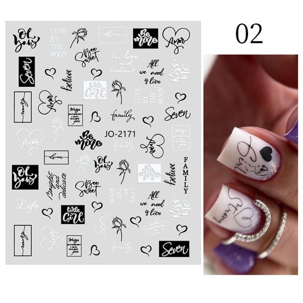 Calcomanía 3D para uñas de mariposa blanca y negra, calcomanías geométricas, calcomanías de flores doradas DIY, diseños para decoración de manicura y salón de uñas Tan Jianjun unisex