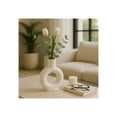 thumbnail image 3 of Modern Round Cut-Out Ceramic Vase for Living Room Decor and Home Accents - Decorative Flower Vase for Room, Bedroom, or Office Decor - Ideal for House and Entryway Displays - 9", White, 3 of 12