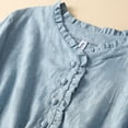 thumbnail image 6 of Sakmal Blue Womens Dresses Tshirt Cotton Line Long Casual Dress Floral V Neck Short Sleeve Dresses, 6 of 8
