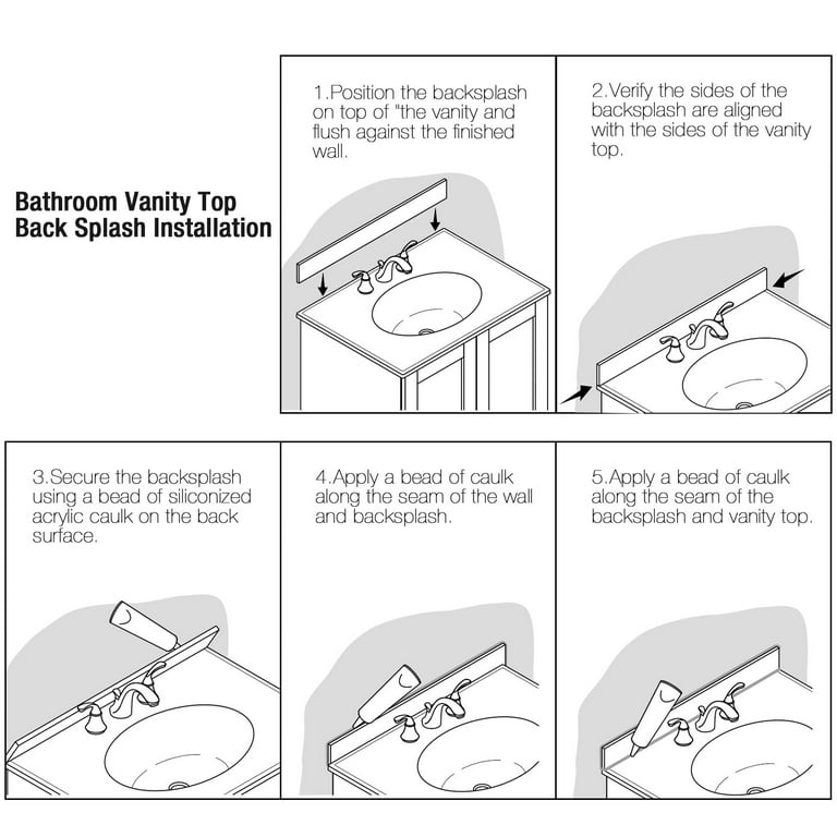 Proox Cultured Marble Bathroom Vanity Top Backsplash Sidesplash 48