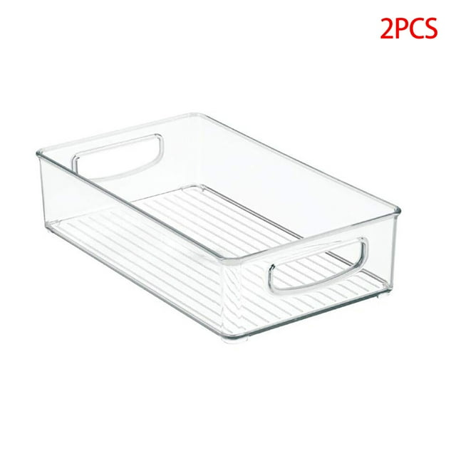 2 Pieces Refrigerator Storage Box Clear Kitchen Cabinet Drawer PET Egg Food Organizer Fruit Fresh-keeping Container, M