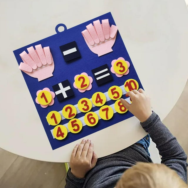 Juguete de conteo de números de tablero de fieltro Baoblaze Montessori suma y resta azul