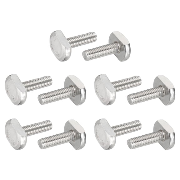 Uxcell t Slot Bolts, 304 Stainless Steel Drop-in Bolt t Shape Stud Sliding Screw Metric Thread Hammer Head Bolt for t Track 10 M6x20mm