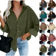 thumbnail image 2 of qucoqpe Womens Corduroy Shirts Jacket Long Sleeve Lapel Button Shirts Fashion Loose Cardigan Tops Fall Shackets Dressy Casual Blouses, 2 of 10