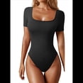 thumbnail image 1 of Body de Dos Piezas para Mujer, de una Pieza, Acanalado, con Cuello Cuadrado y Corta. Negro L, 1 of 7