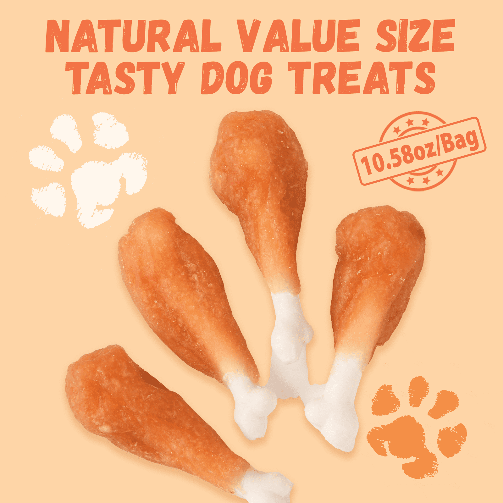 (2 pack) Pawmate Chicken ＆ Calcium Bone, Rawhide Free Teeth Cleanning Treats for All Dogs, 18-19 pcs