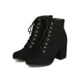 thumbnail image 5 of Qupid GK00 Women Faux Suede Lace Up Chunky Heel Bootie, 5 of 5