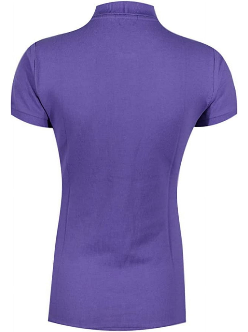 Polo Ralph Lauren Womens PURPLE Skinny Fit Pony Logo Polo Mesh