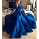 thumbnail image 1 of Vestido de noche de mujer con escote en V y manga larga con encaje en perspectiva Vestido con escote en V, 1 of 1
