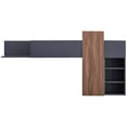 thumbnail image 3 of Contemporary Modern Urban Designer Living Room Lounge Club Lobby Wall Bookcase Shelf Rack, Wood, Natural Walnut Gray Grey, 3 of 3