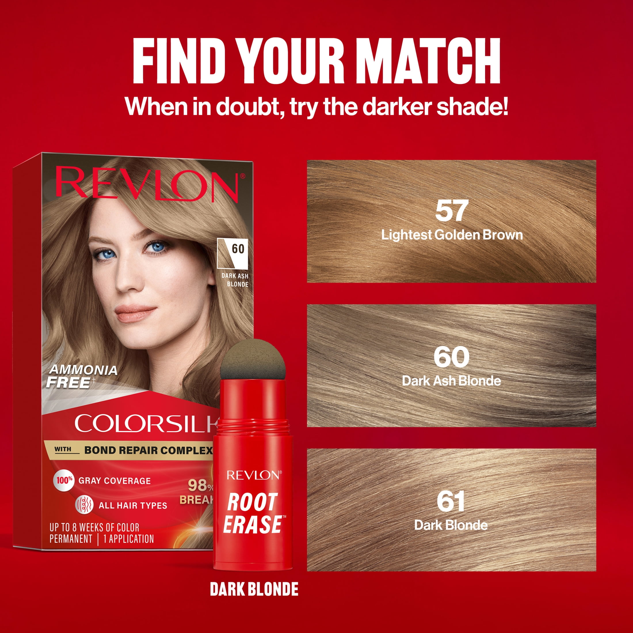 Revlon Root Erase Hair Concealer, Dab & Swipe Instant Root Cover Up, Temporary, 06 Dark Blonde, 0.10 oz