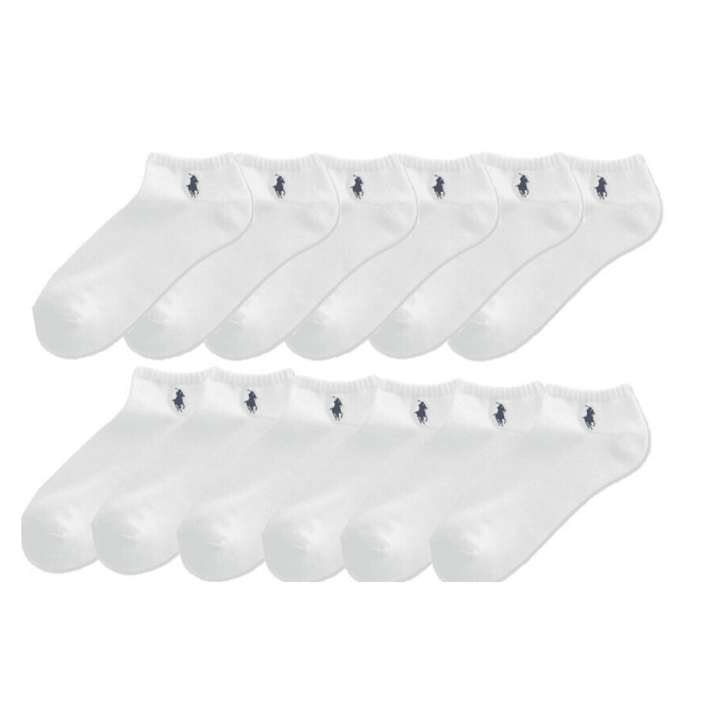 Polo Ralph Lauren Athletic Men Low Cut Socks 6-Pairs ,White,Size,10-13 ...