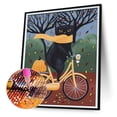 thumbnail image 1 of Cuadros Decorativos Gato negro montando bicicleta 5D DIY Kit de pintura de diamante Taladro redondo completo (G1074) Tmvgtek embutido en tela, 1 of 8