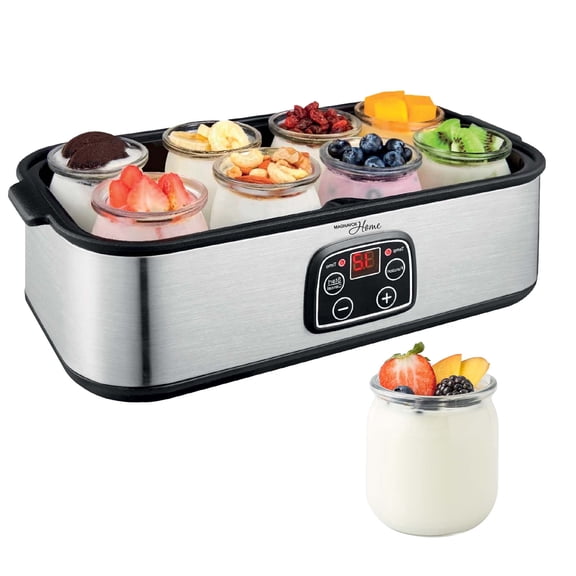 Yogurt Maker with 8 Glass Jars, Temp Adjustable Control Yogurt Machine, Homemade Greek & Probiotic Yogurt, BPA-Free, 48 oz Total