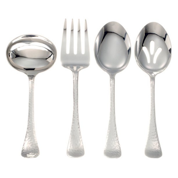 Ginkgo Lafayette Stainless Hammered Finish Flatware Hostess Set Set