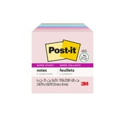 Post-it Recycled Super Sticky Notes, 3 in x 3 in, Wanderlust Pastels , 6 Pads
