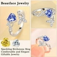 thumbnail image 6 of Beautlace Heart Birthstone Halo Ring,Butterfly 925 Sterling Silver Adjustable Birthstone Open Band Rings Birthday Christmas Valentines Jewelry Gifts for Women Mom-December, 6 of 8