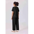 thumbnail image 3 of Pinspark 2 Piece Sets for Women Soft Short Sleeve Tracksuit Wide Leg Pants Lounge Matching Set Travel Summer Outfits, 3 of 8