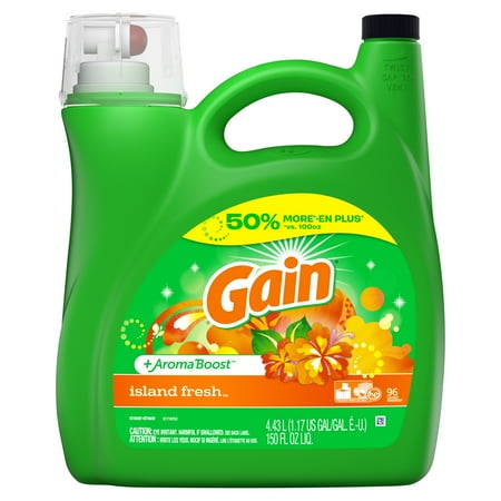 Gain + Aroma Boost Liquid Laundry Detergent, Island Fresh, 96 Loads 150 fl oz