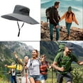 thumbnail image 3 of Bxaolu Wide Brim Sun Hat, Sun Protection Waterproof Packable Bucket Hat for Men Women, Fishing Hiking Beach Garden Hat, Dark Gray, 3 of 5
