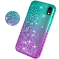 thumbnail image 2 of Compatible for Apple iPhone XR Case, with Tempered Glass Screen Protector SOGA Diamond Liquid Quicksand Cover Cute Girl Women Phone Case - Teal / Purple, 2 of 4